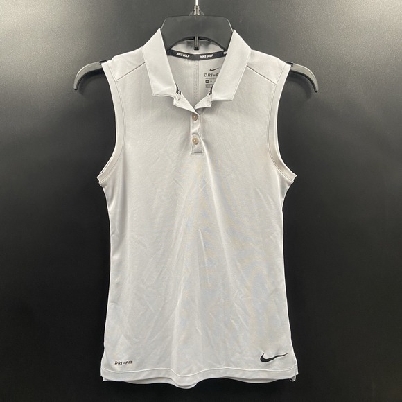 Nike‎ Golf Shirt Women's XS Gray Sleeveless Polo Collared Sport Dri-Fit - Picture 1 of 5